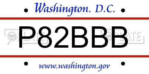 P82BBB District Of Columbia License Plate