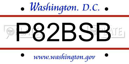 P82BSB District Of Columbia License Plate