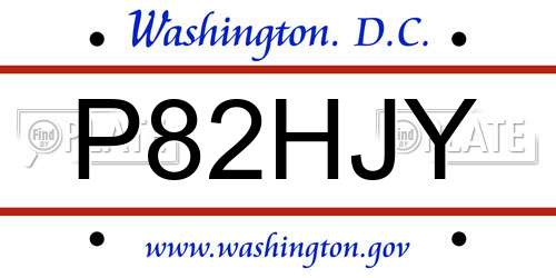 P82HJY District Of Columbia License Plate