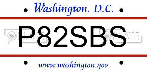 P82SBS District Of Columbia License Plate