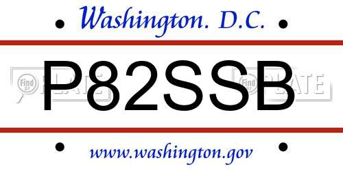 P82SSB District Of Columbia License Plate