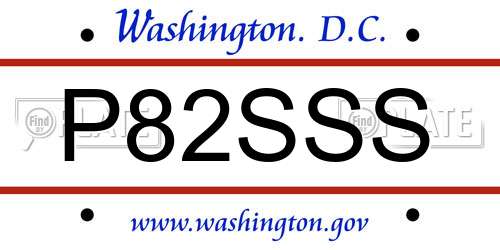 P82SSS District Of Columbia License Plate