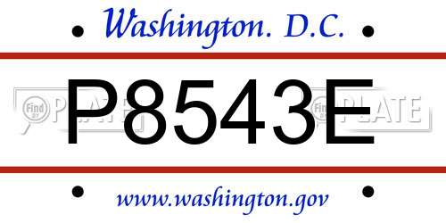 P8543E District Of Columbia License Plate