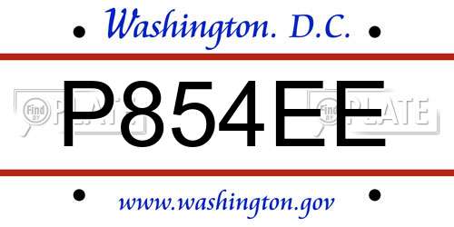 P854EE District Of Columbia License Plate