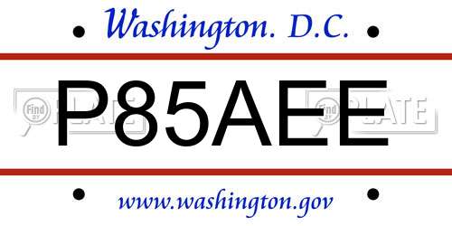P85AEE District Of Columbia License Plate