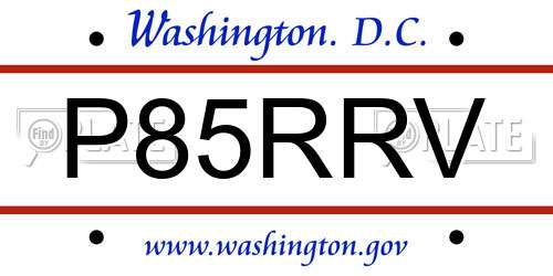 P85RRV District Of Columbia License Plate