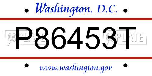 P86453T District Of Columbia License Plate