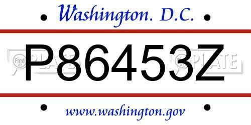 P86453Z District Of Columbia License Plate