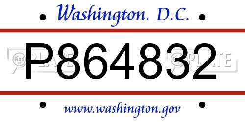 P864832 District Of Columbia License Plate
