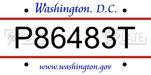 P86483T District Of Columbia License Plate