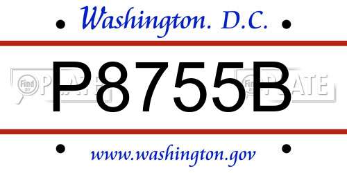 P8755B District Of Columbia License Plate