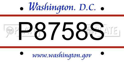 P8758S District Of Columbia License Plate