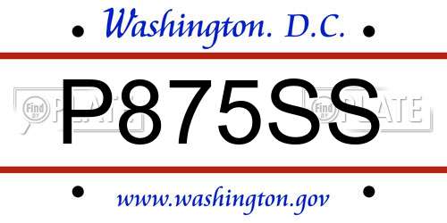 P875SS District Of Columbia License Plate
