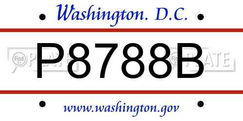 P8788B District Of Columbia License Plate