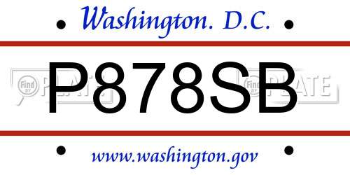 P878SB District Of Columbia License Plate