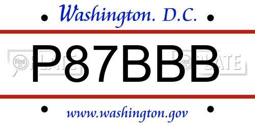 P87BBB District Of Columbia License Plate