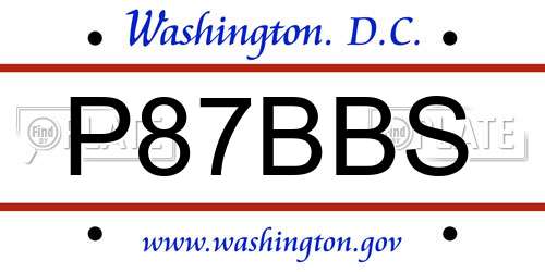 P87BBS District Of Columbia License Plate