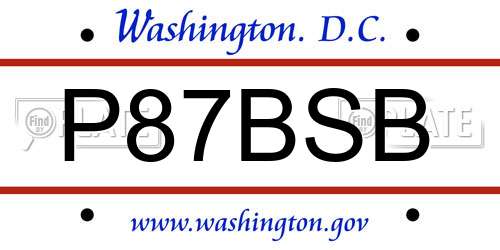 P87BSB District Of Columbia License Plate