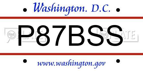 P87BSS District Of Columbia License Plate