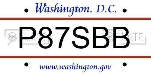 P87SBB District Of Columbia License Plate