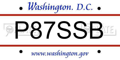 P87SSB District Of Columbia License Plate