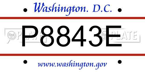P8843E District Of Columbia License Plate