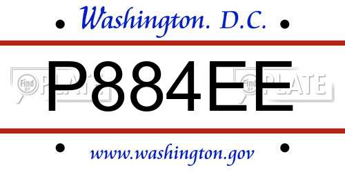 P884EE District Of Columbia License Plate