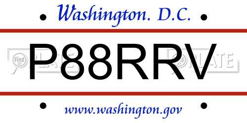 P88RRV District Of Columbia License Plate