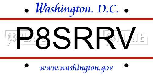 P8SRRV District Of Columbia License Plate