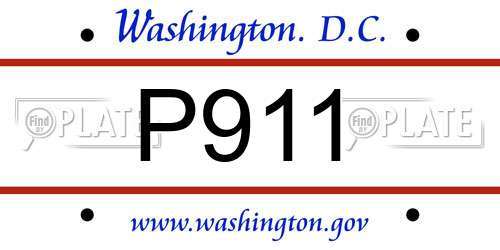 P911 District Of Columbia License Plate