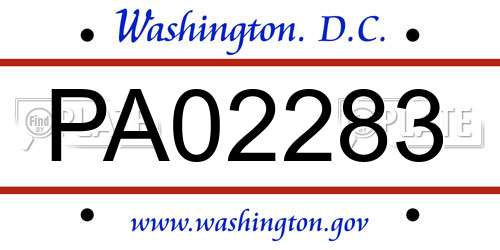 PA02283 District Of Columbia License Plate