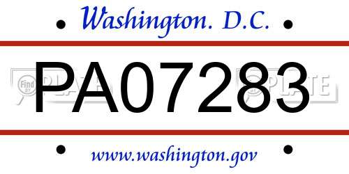 PA07283 District Of Columbia License Plate