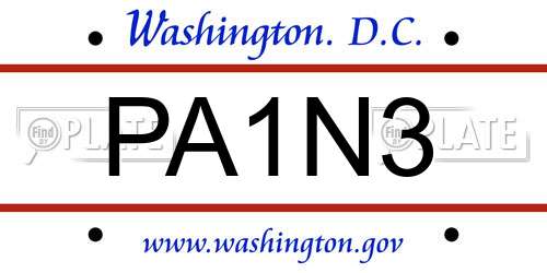 PA1N3 District Of Columbia License Plate