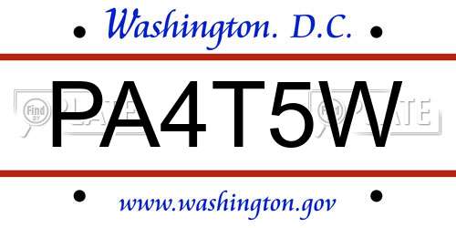 PA4T5W District Of Columbia License Plate