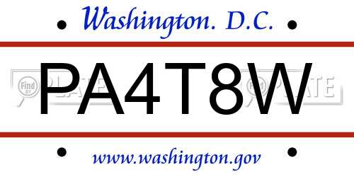 PA4T8W District Of Columbia License Plate