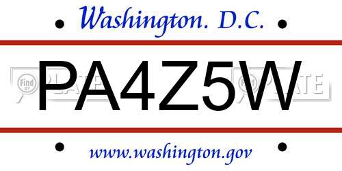 PA4Z5W District Of Columbia License Plate