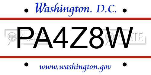 PA4Z8W District Of Columbia License Plate