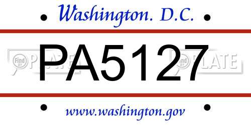 PA5127 District Of Columbia License Plate