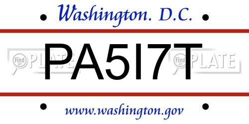 PA5I7T District Of Columbia License Plate