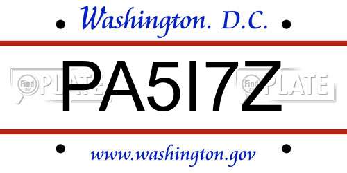 PA5I7Z District Of Columbia License Plate