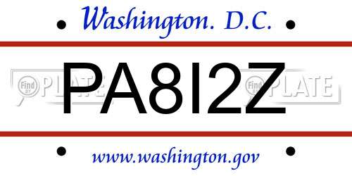 PA8I2Z District Of Columbia License Plate