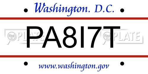 PA8I7T District Of Columbia License Plate