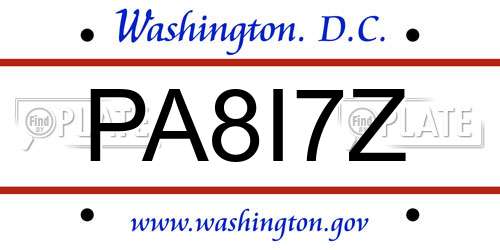 PA8I7Z District Of Columbia License Plate