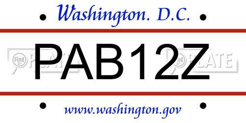 PAB12Z District Of Columbia License Plate