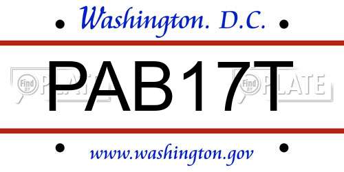PAB17T District Of Columbia License Plate