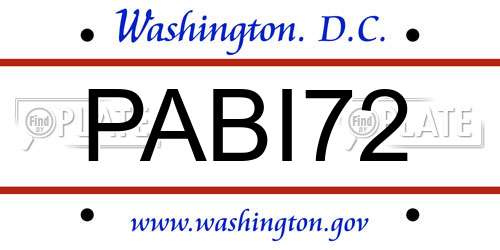 PABI72 District Of Columbia License Plate