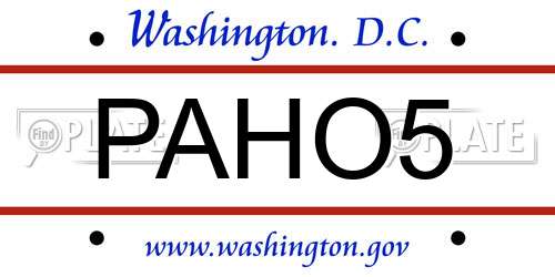 PAHO5 District Of Columbia License Plate