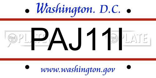 PAJ11I District Of Columbia License Plate