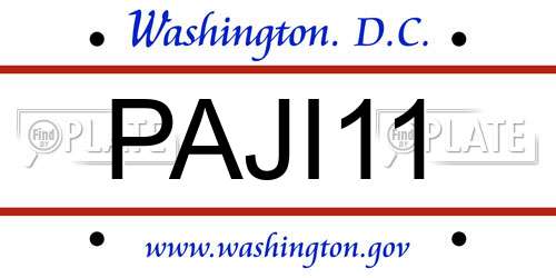 PAJI11 District Of Columbia License Plate