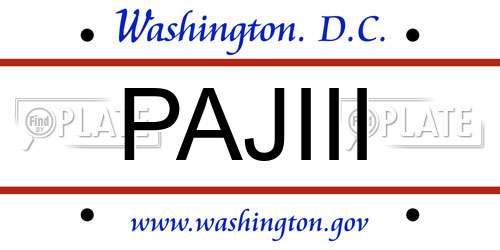 PAJIII District Of Columbia License Plate